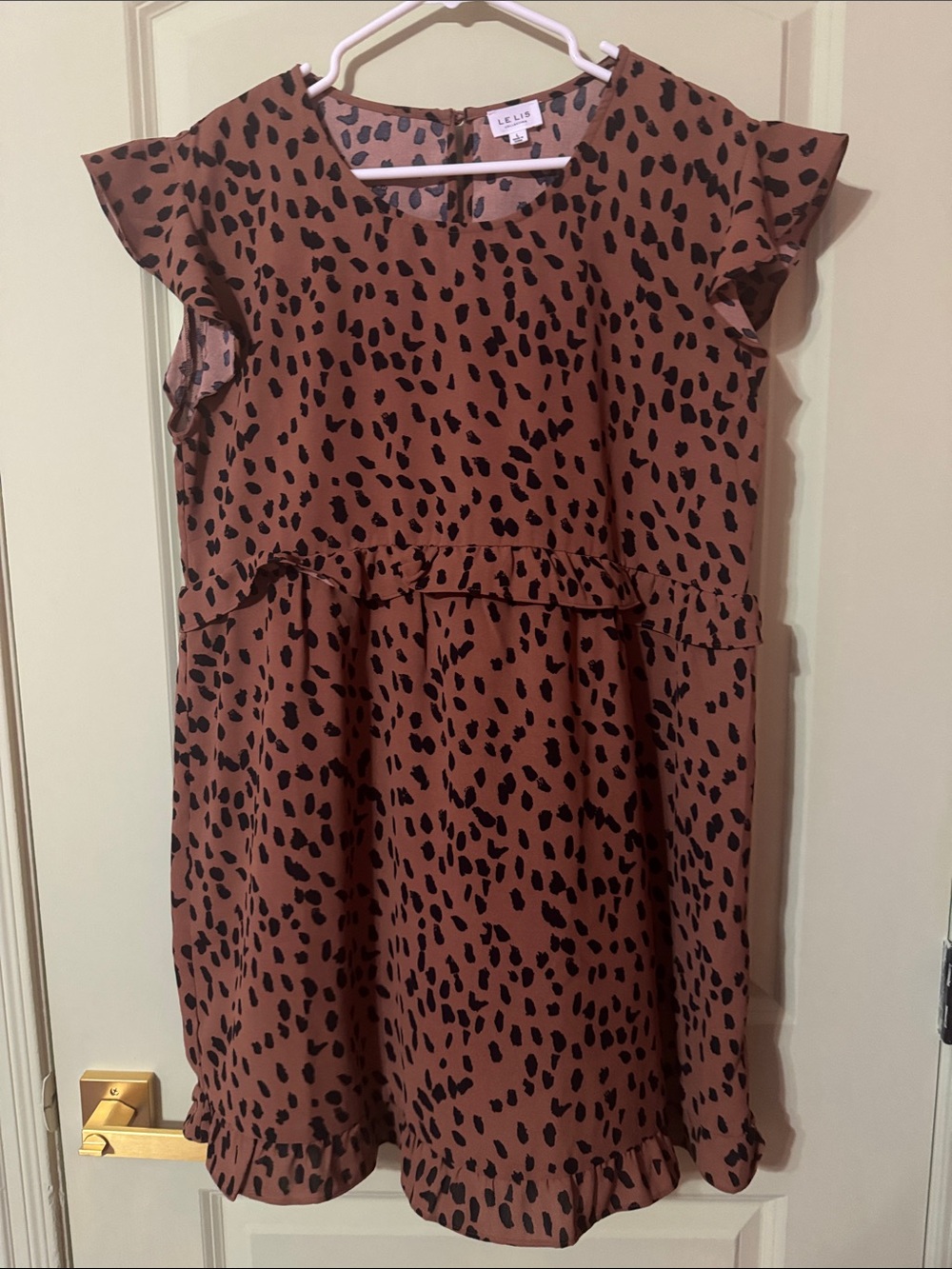 Lelis Large Brown Animal Print Ruffle Dress